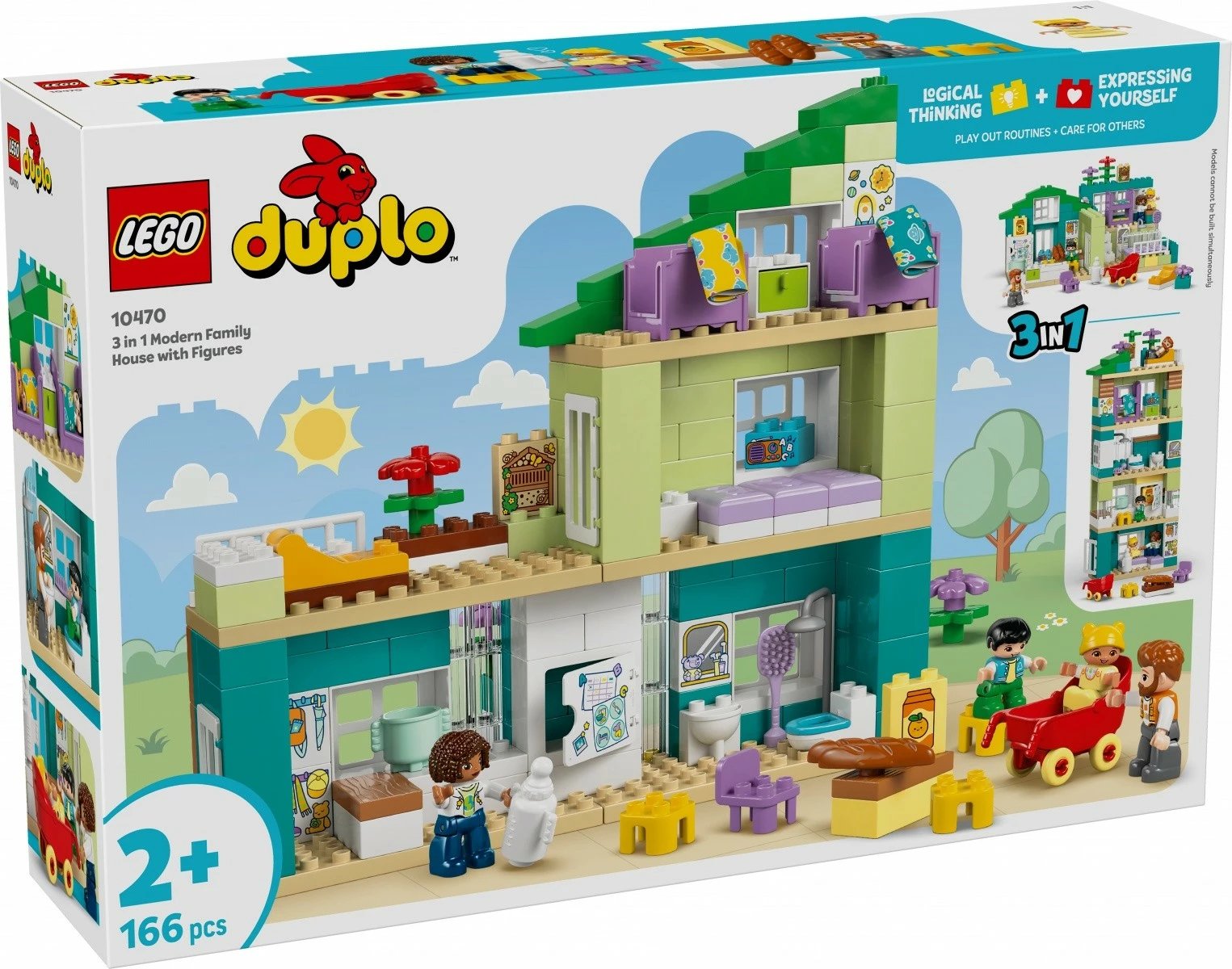 Set blloqe LEGO DUPLO 10470 shtëpi moderne familjare 3-në-1 me figura, 166 pjesë, 2+