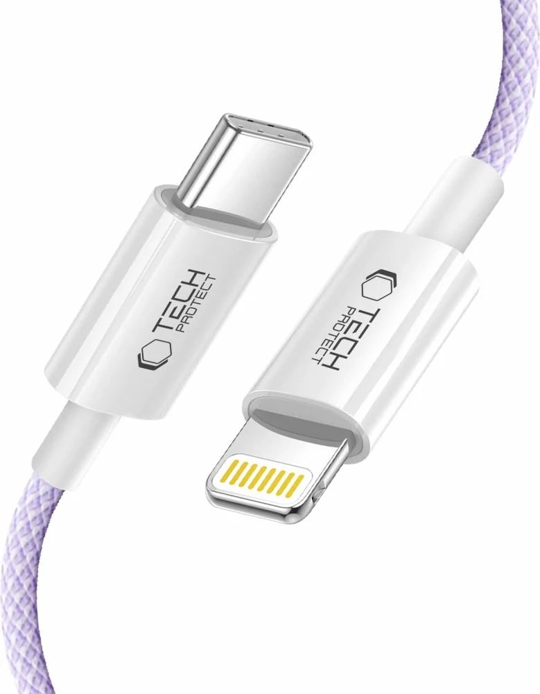 Kabllo karikimi Tech-Protect Ultraboost Lite, USB-C në Lightning, 2m, Violet