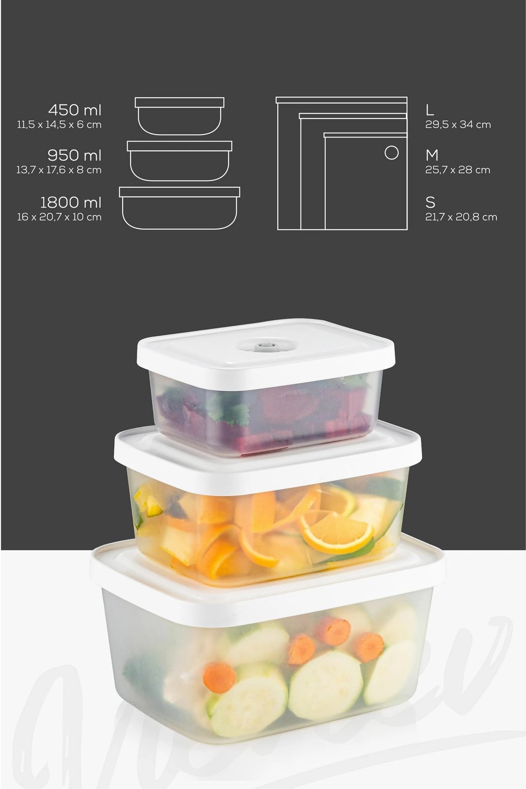 Set kuti plastike për ruajtje (4 copë), Hermia, VCC-4-PMP, transparente