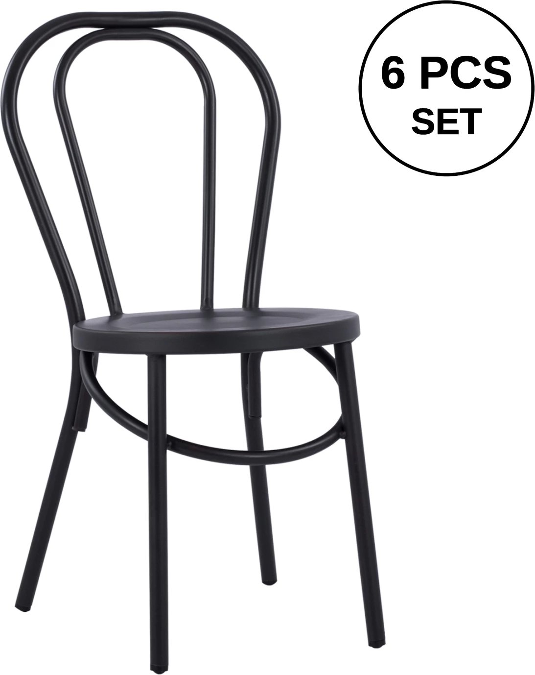 Karrige alumini tip Vjenë, ngjyrë e zezë e ndryshkur, FH5557.01, 42x52x88,5 cm, set prej 6 copë