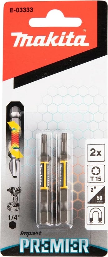 Bit Torx Makita E-03333, T15, 50mm, 2 copë