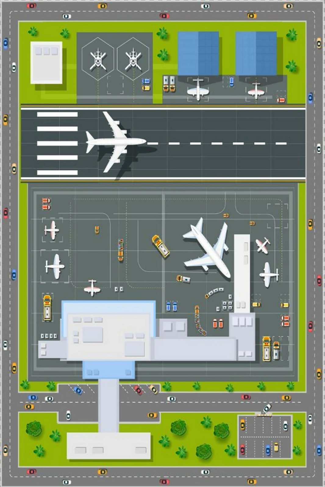 Qilim për korridor, dizajn aeroporti, shumëngjyrësh, ELS633, 80x150cm