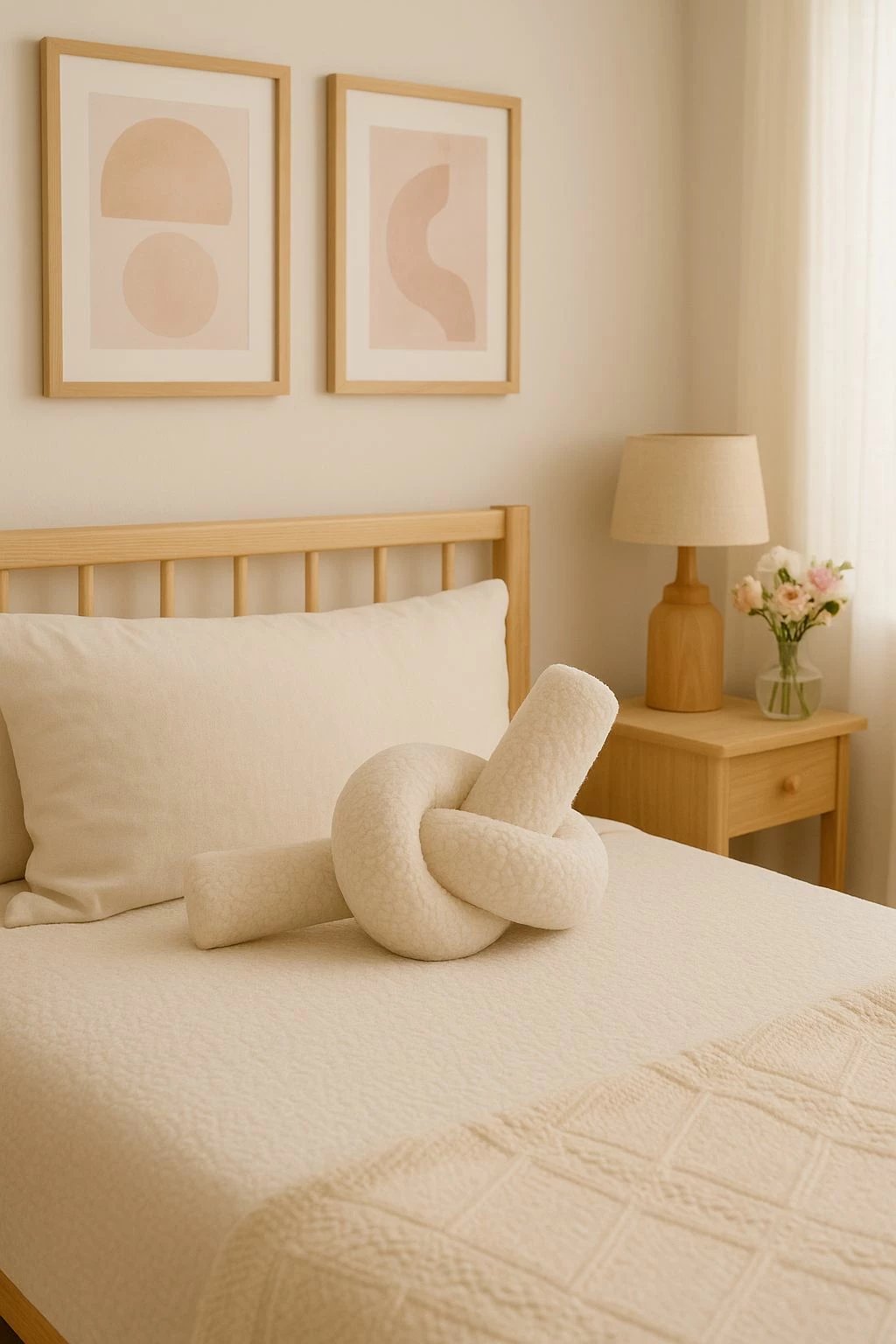 Jastëk dekorativ, model Ask Dugum, ngjyrë bezhë e çelët, 44x22x18cm