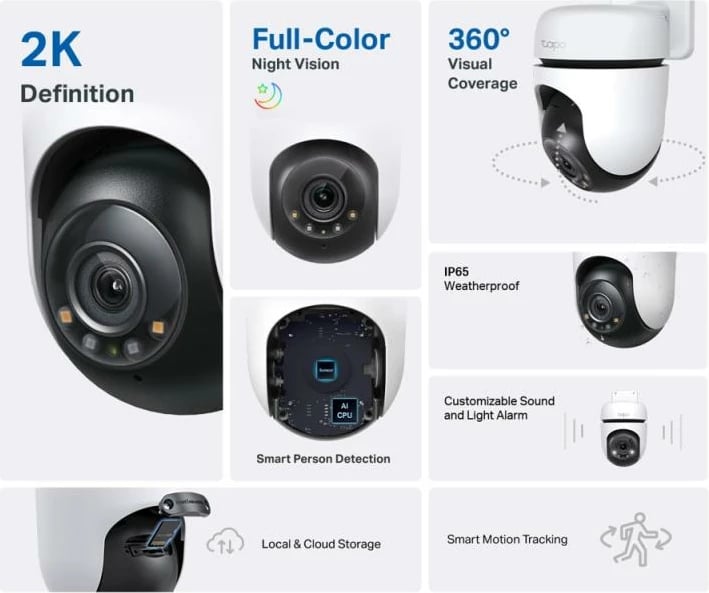 Kamerë IP, TP-Link, Tapo C510W, 3MP, bardh e zi