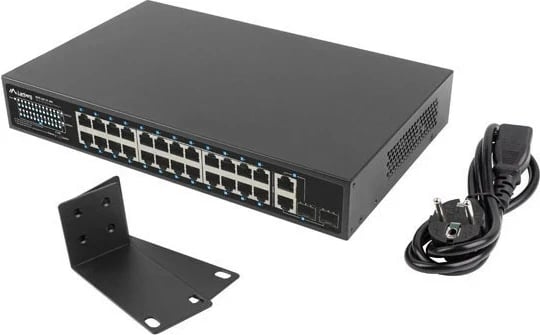 Switch LANBERG Lanberg switch, 24x 100Mb PoE+, 2x Combo, Rack 19" 360W
