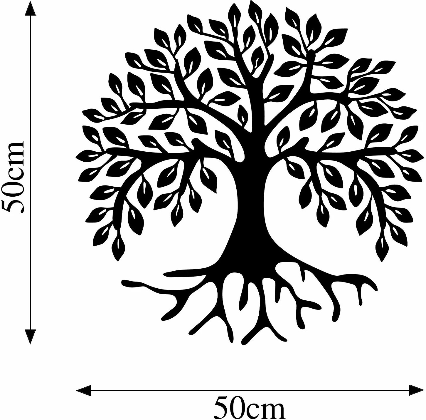 Aksesor dekorativ për mur, metalik, Monumental Tree 10, ngjyrë e zezë, 50x50cm
