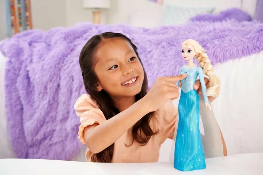 Kukull Elsa kënduese Mattel Frozen JDX52, 30 cm, me fustan blu