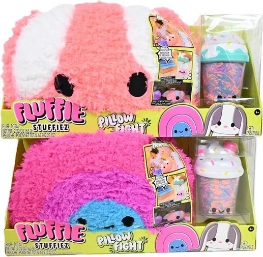 Set lodrash FLUFFIE Stuffiez Pillow Fight, për fëmijë, Rozë/Bardhë