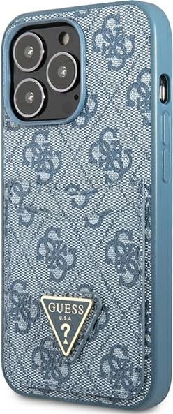 Mbështjellës Guess 4G Triangle Logo me xhepa për kartela, për iPhone 13/13 Pro, Blu