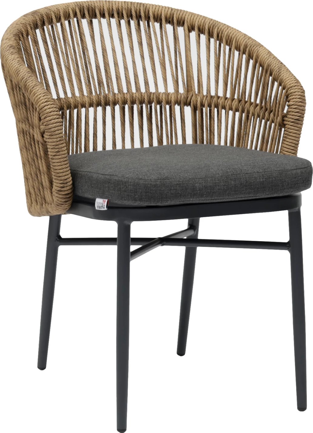 Karrige alumini për ngrënie ORIN FH6265.01, kornizë ngjyrë gri e errët, P.E. Rattan natyral, 65x56x82Hcm