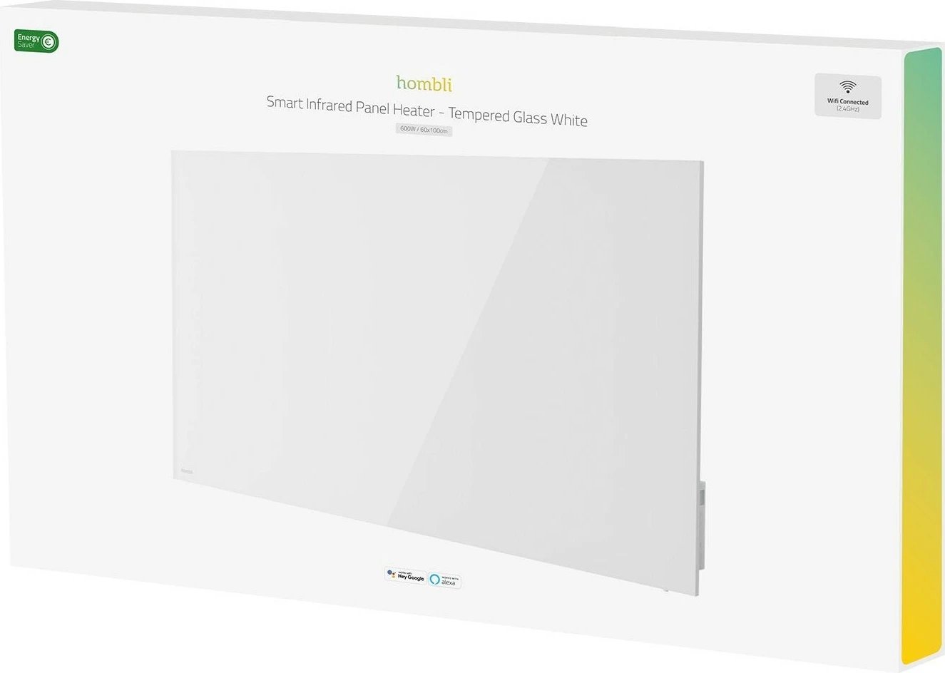 Panel ngrohës Hombli smart 600W, xham, bardhë Panel ngrohës Hombli smart 600W, xham, bardhë