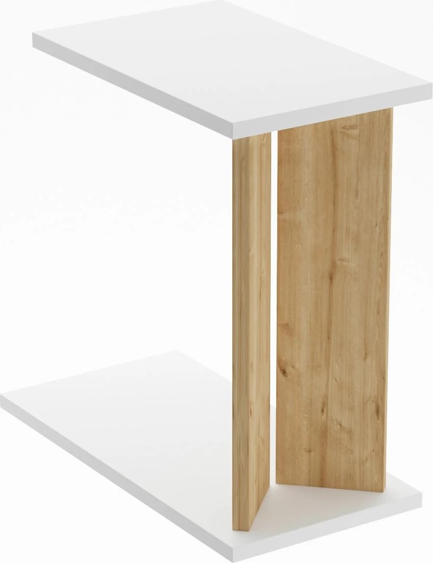 Tavolinë anësore, ngjyrë lis safir dhe e bardhë, Skye Decor