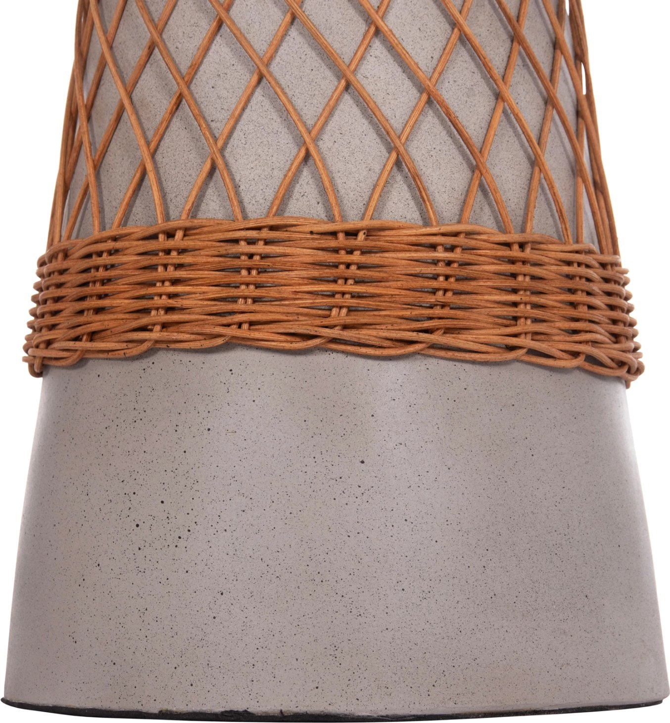 Tavolinë anësore e rrumbullakët, fibër çimento, ratan natyral, gri, FH18167.03, 40x45cm