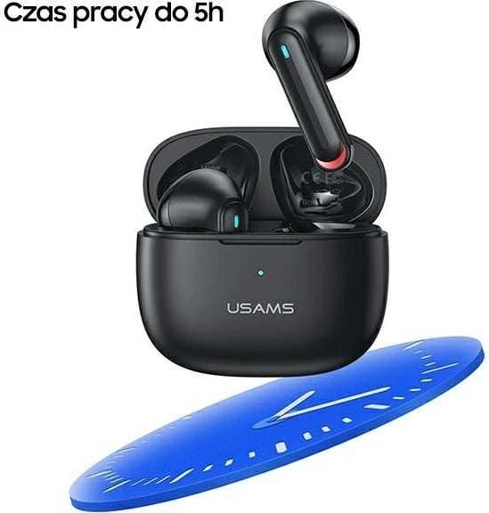Kufje TWS USAMS NX10 Series, Bluetooth 5.2, mikrofon i dyfishtë, e zezë