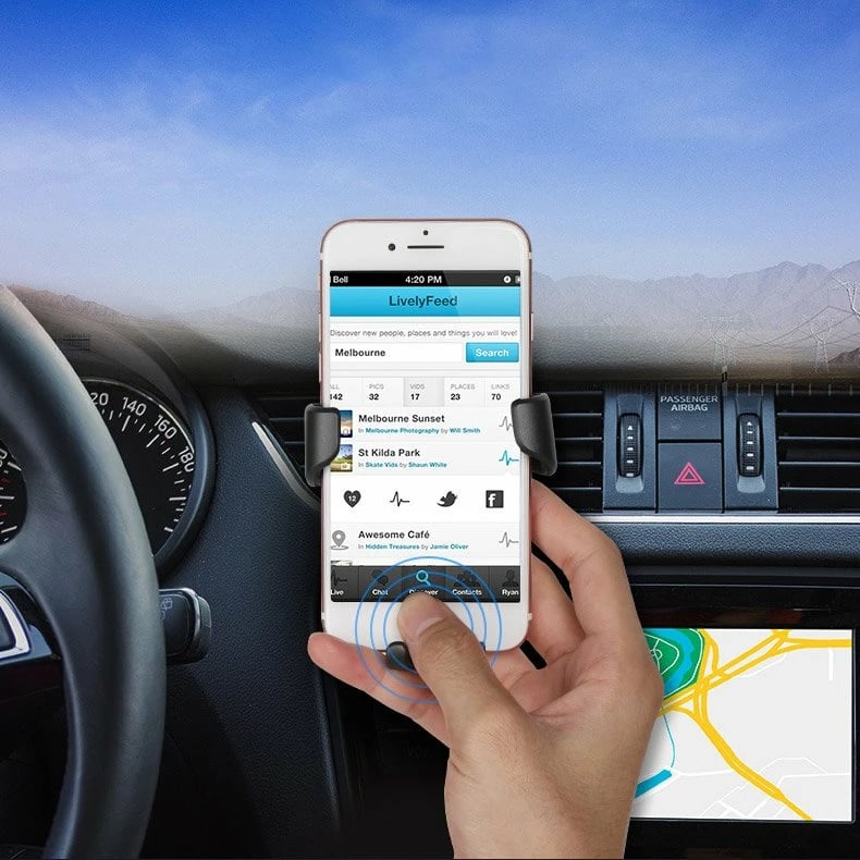 Mbajtës telefoni për veturë Hurtel H01, për grilë ventilimi, i zi