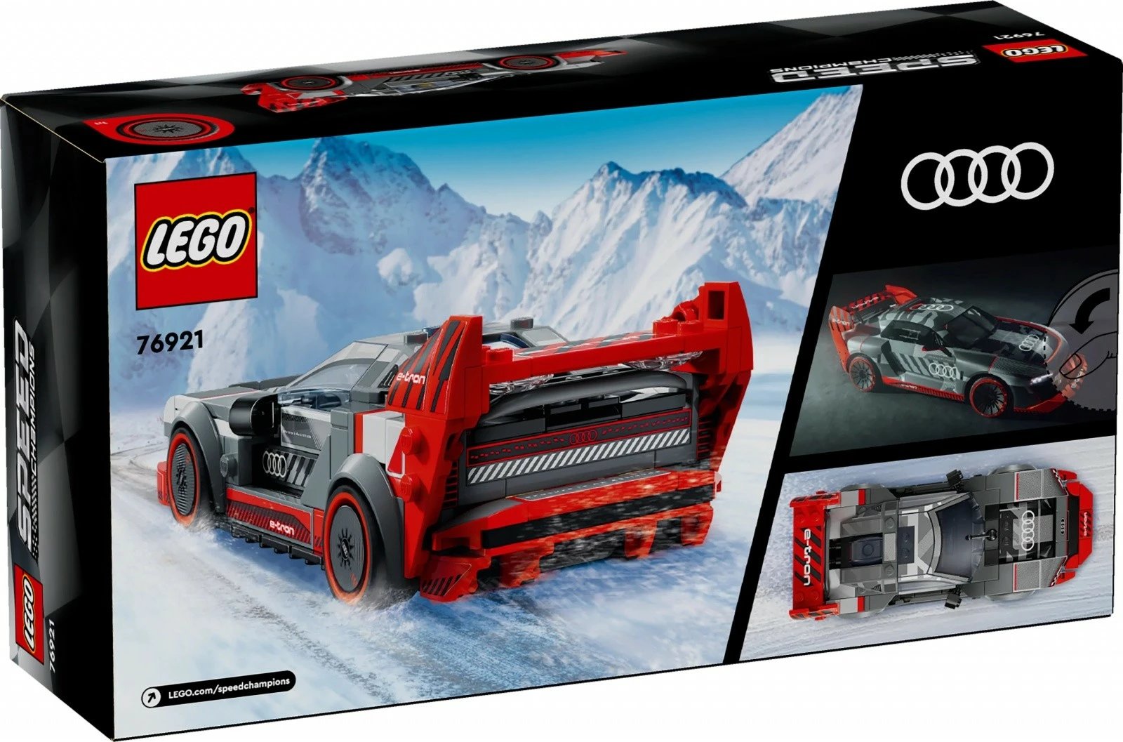 Set ndërtimi LEGO Speed Champions Audi S1 E-tron Quattro 76921, 274 pjesë, për fëmijë dhe koleksionistë, gri/kuqe