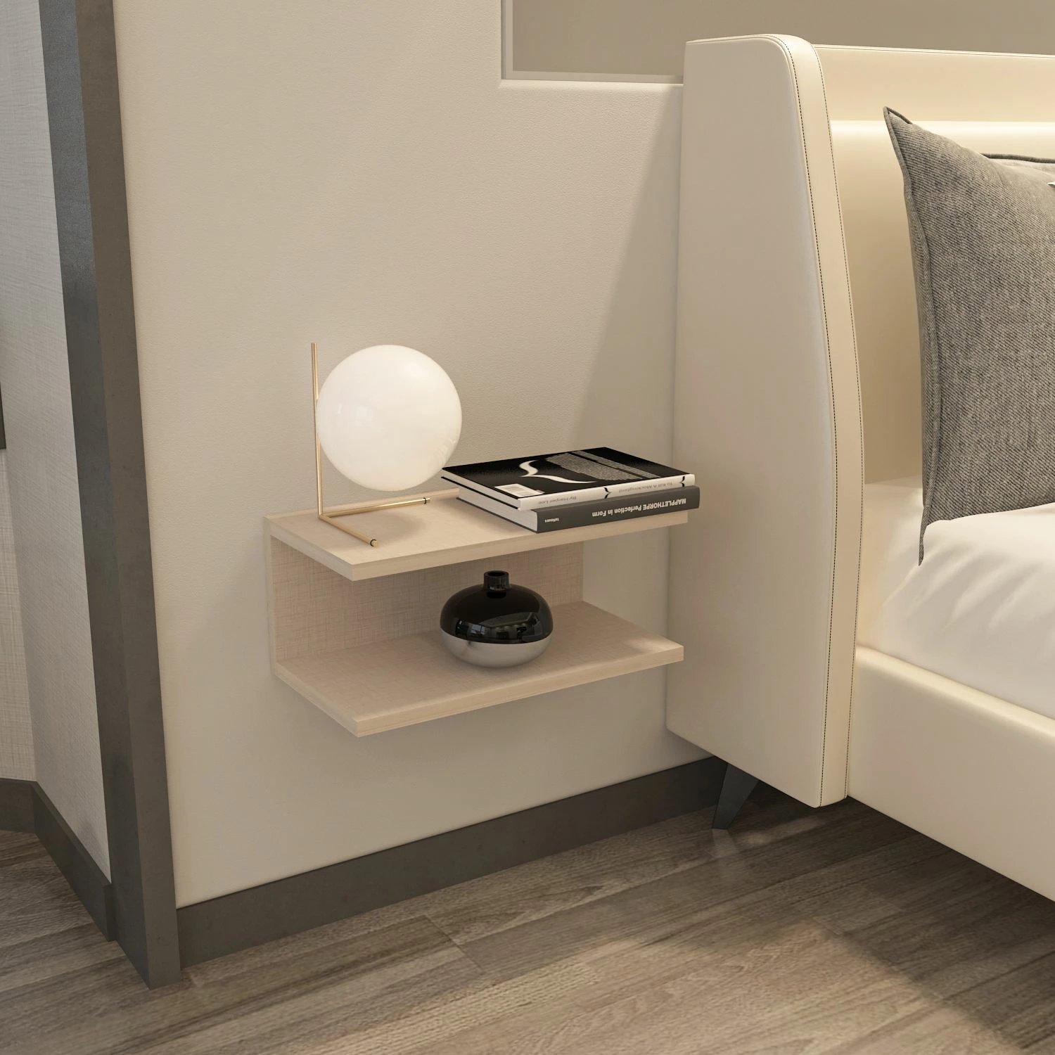 Komodinë natës, ngjyrë bezhë, Skye Decor, Ramira