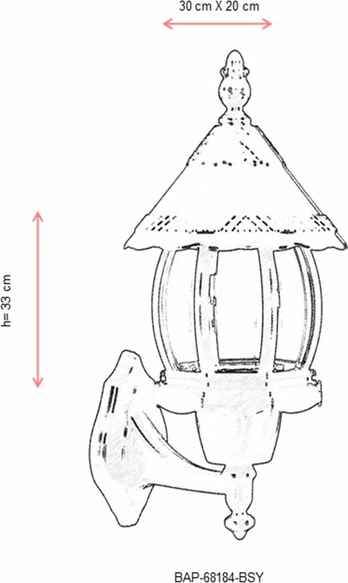 Llambë muri për jashtë Opviq, BAP-68184-BSY, e zezë