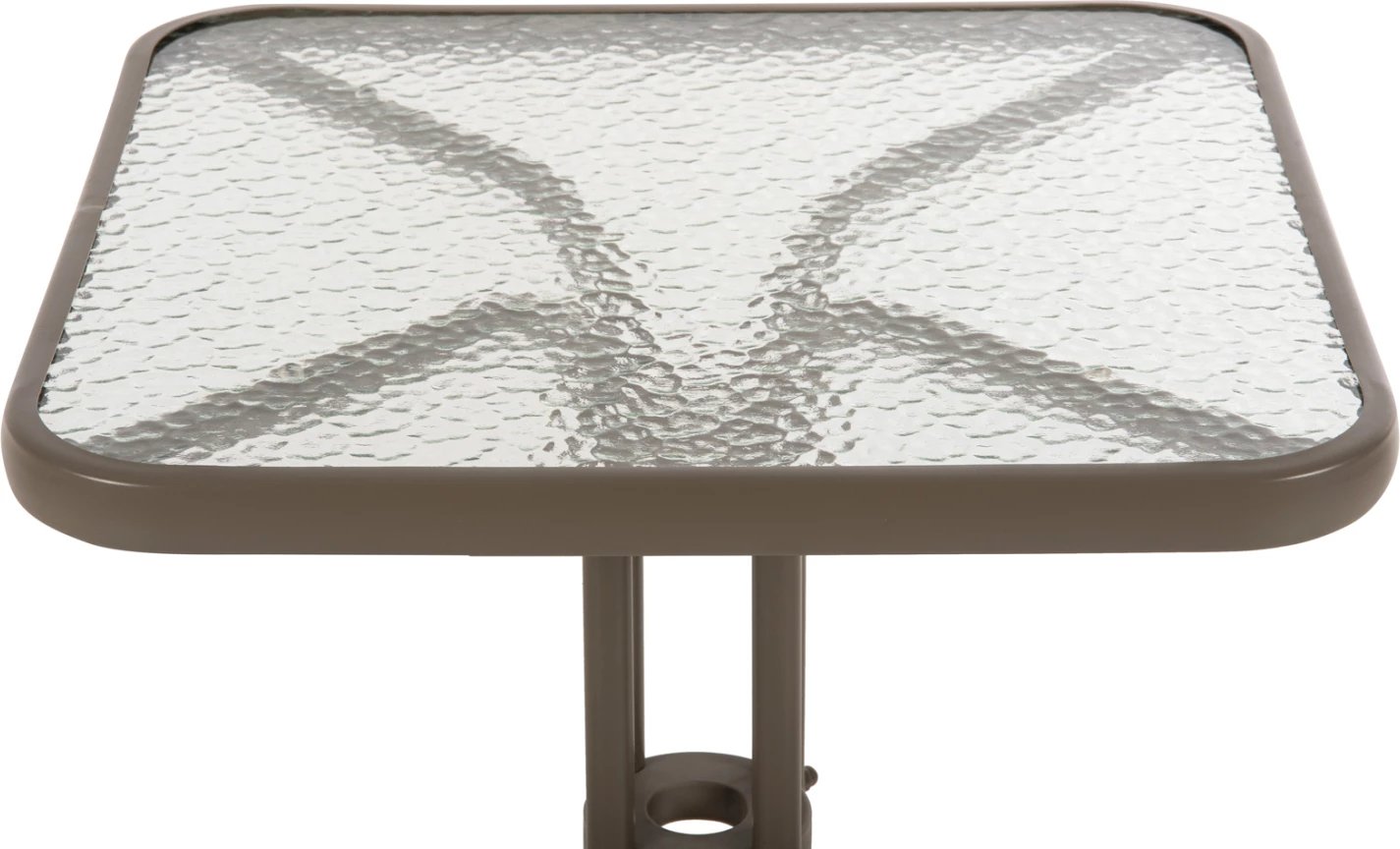 Tavolinë e jashtme katrore FIGO FH5035.04, ngjyrë shampanjë, metal-xham, 60x60x70 cm