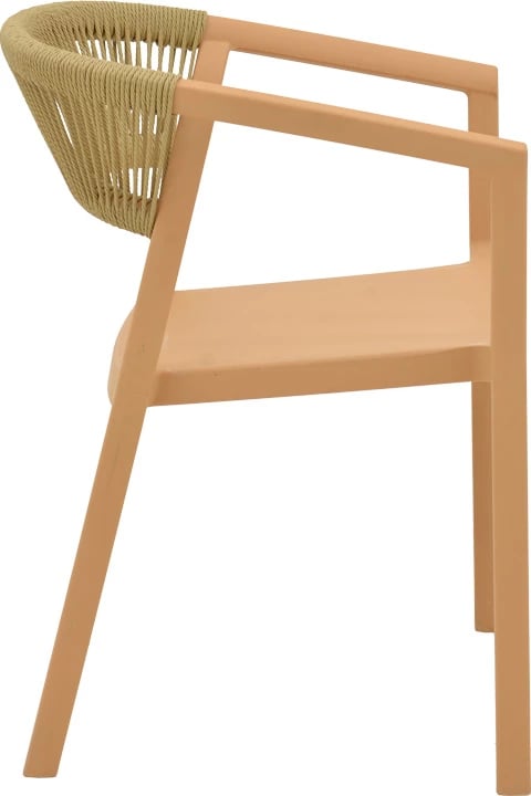 Karrige Sillia, e grumbullueshme, ngjyrë kapuçino me ratan bezhë, 55x52x74.5cm