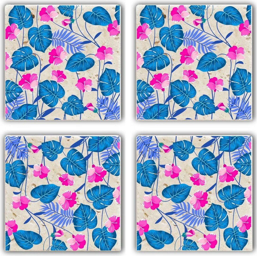 Set nënshtruesesh qelqi, gur natyral, shumëngjyrëshe, 4 copë, TBA3921814