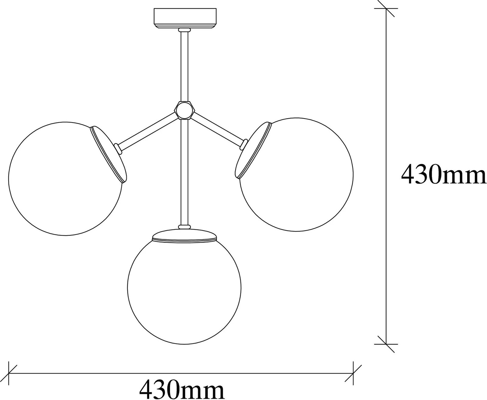 Llambë tavani Opviq, Damar - 6336, ngjyrë e zezë dhe e bardhë, 43x15cm