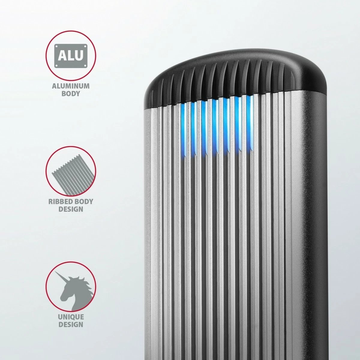 Kasë e jashtme AXAGON EEM2-SA për M.2 SATA SSD, USB 3.2 Gen 1, Alumini, E zezë/Argjendtë