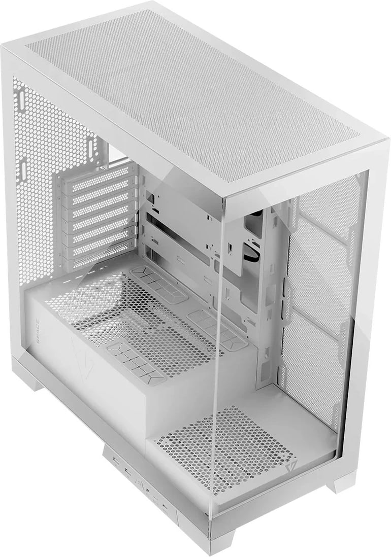 Kasë MODECOM Volcano Space MIDI, ATX, ITX, Micro ATX, ARGB, xham i temperuar, e bardhë