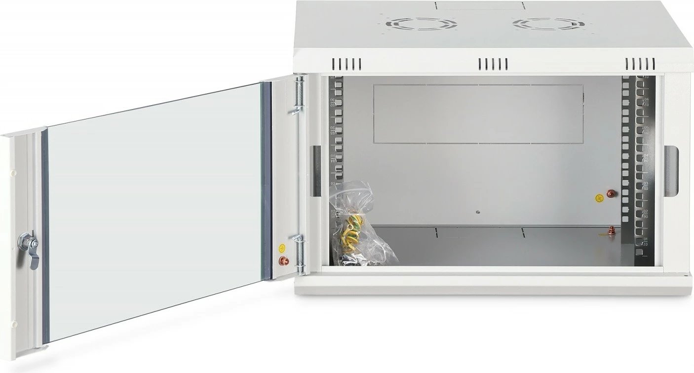 Kabinet rrjeti muror 19" 7U, Digitus DN-37100, derë me xham, 60 kg, IP20, i pa-montuar, gri