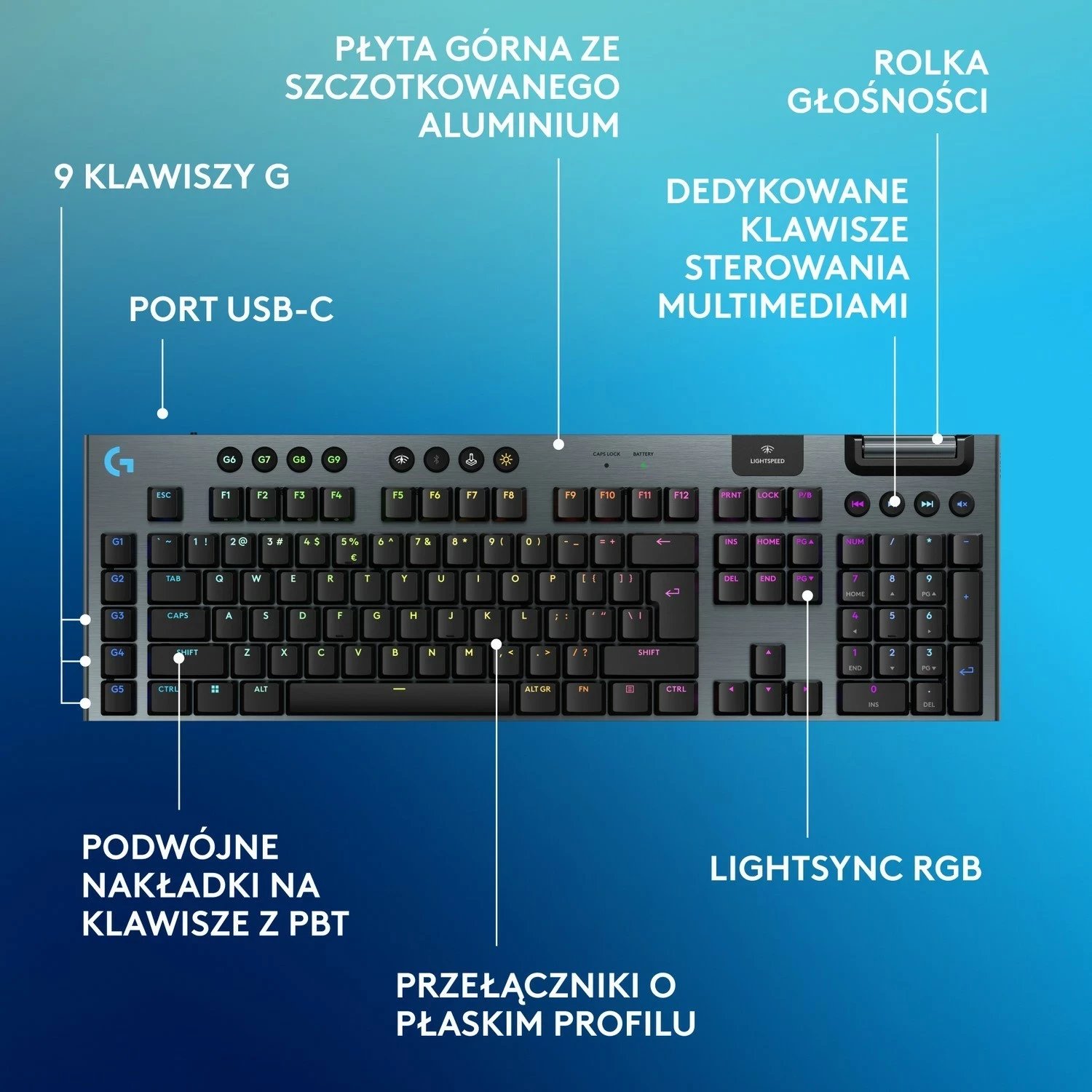 Tastierë Logitech G915 X, mekanike, RGB, e zezë