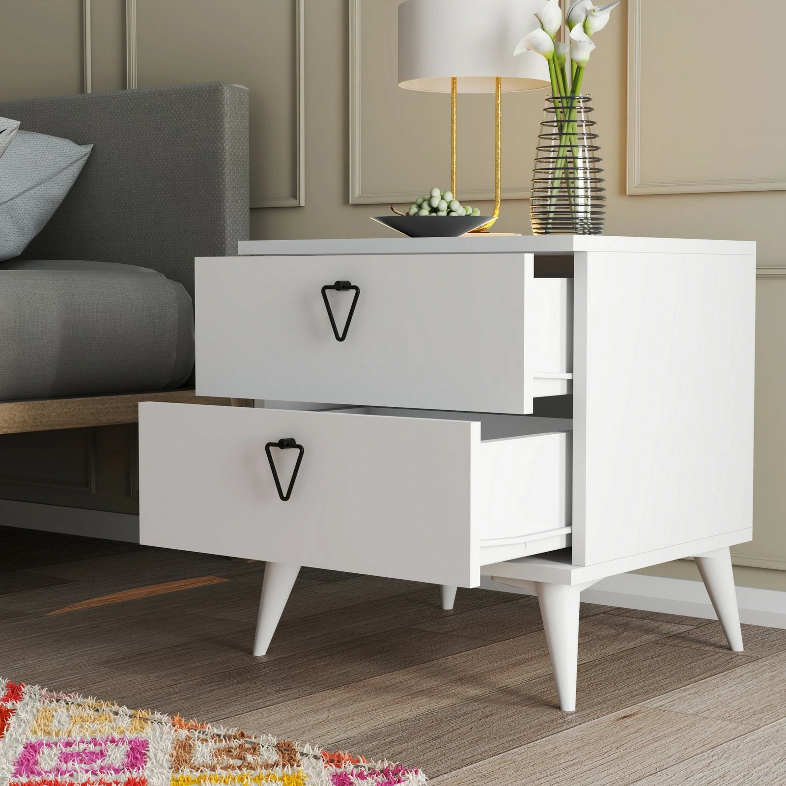 Komodinë natës Hanah Home, Versa-Ce 3634, e bardhë