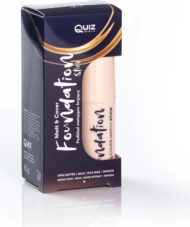Fondatinë në stick për femra Quiz Cosmetics Matt & Cover Stick Foundation Porcelain 7.5g