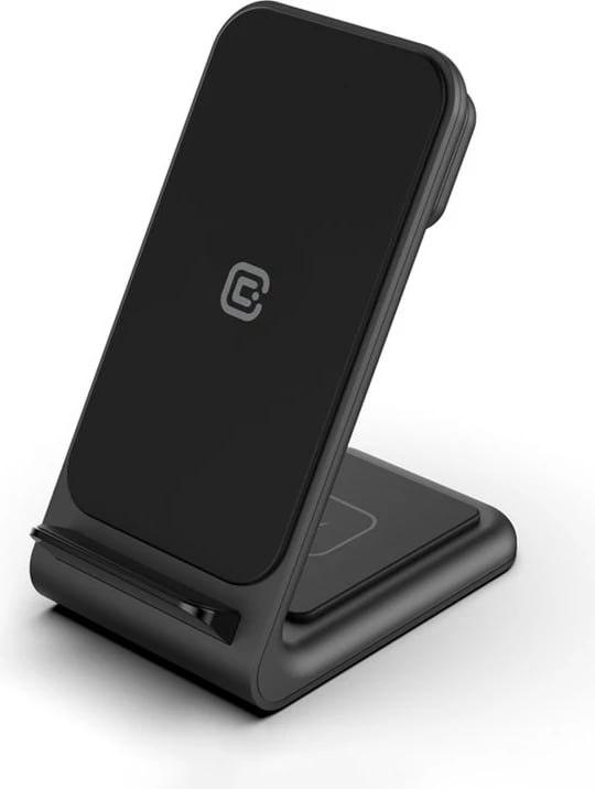 Karikues wireless 3-në-1 CRONG PowerSpot, për telefon, Galaxy Watch dhe kufje TWS, i zi