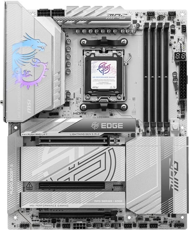 Pllakë amë MSI MPG X870E EDGE TI WIFI, Socket AM5, 256 GB, DDR5, Ngjyrë e bardhë