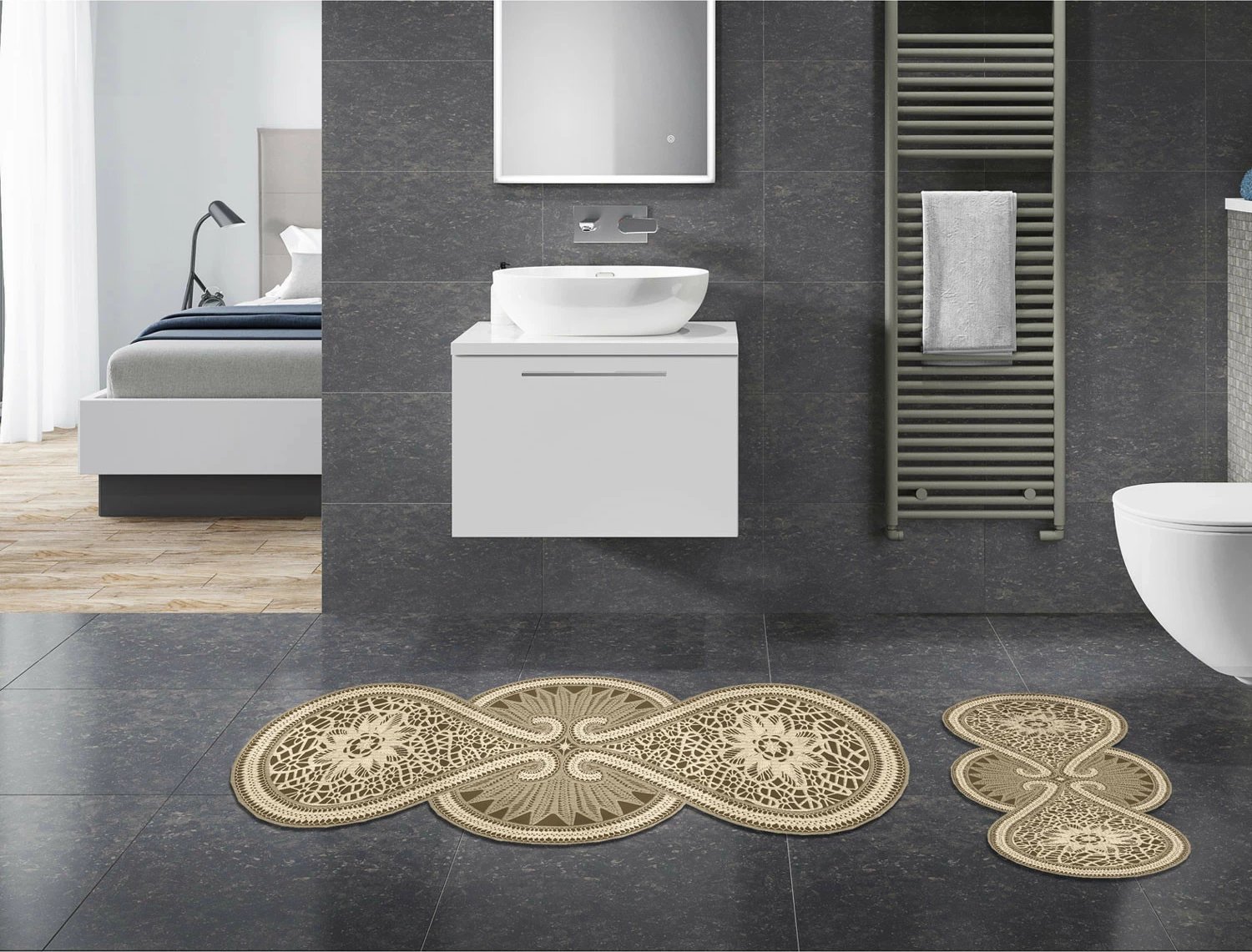 Set tapetash për banjo (2 copë), krem, Mijolnir, 21015515Kr