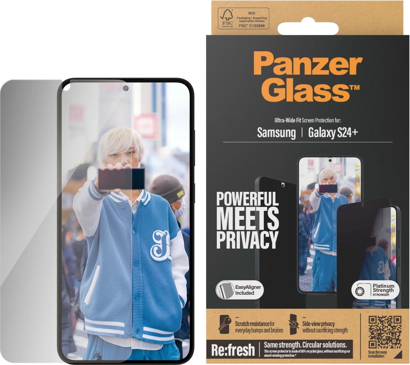 Mbrojtës ekrani PanzerGlass për Samsung Galaxy S24 Plus, Privacy, transparent