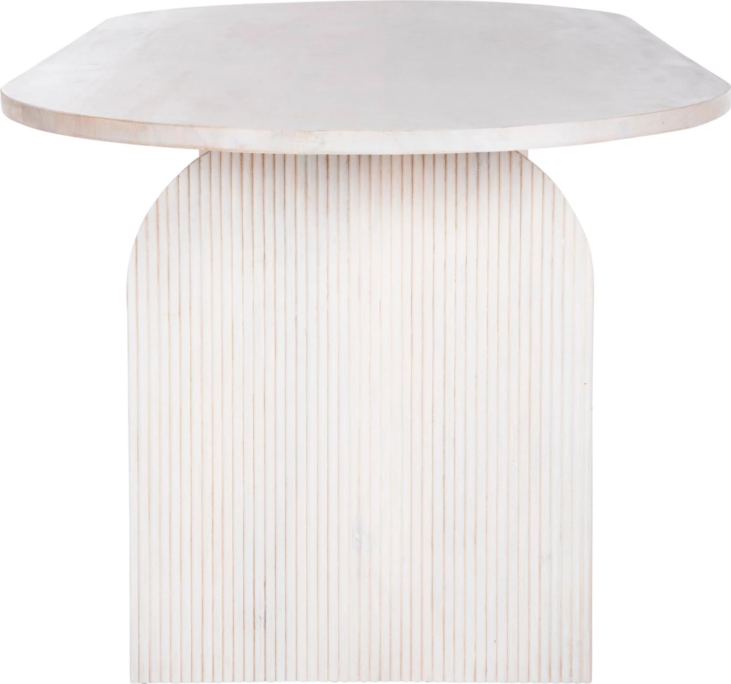 Tavolinë ovale për ngrënie, dru mango, ngjyrë e bardhë, FH9690, 180,5x90,5x76 cm