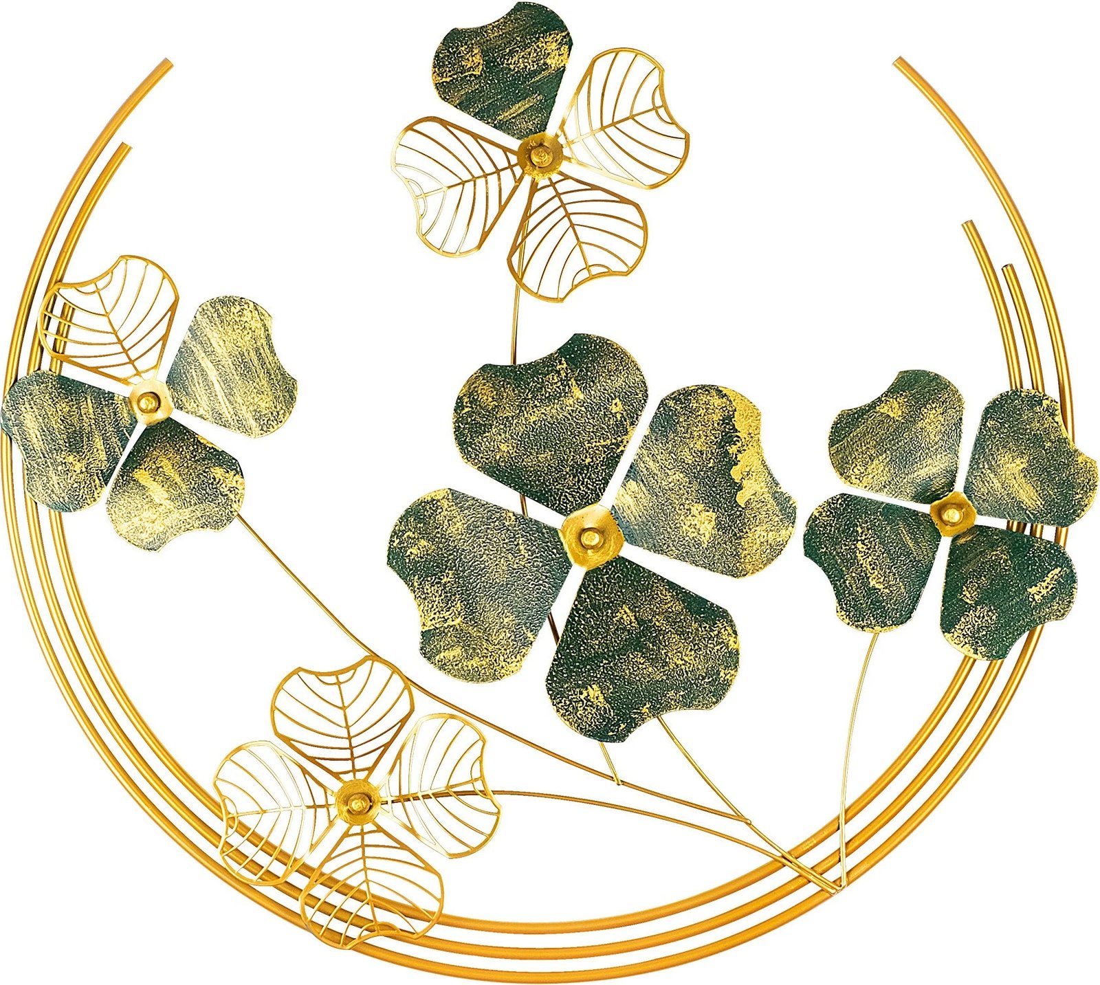 Aksesor dekorativ metalik për mur, Wallity, Haiyang, ngjyrë e gjelbër dhe ari, 70x70x5cm