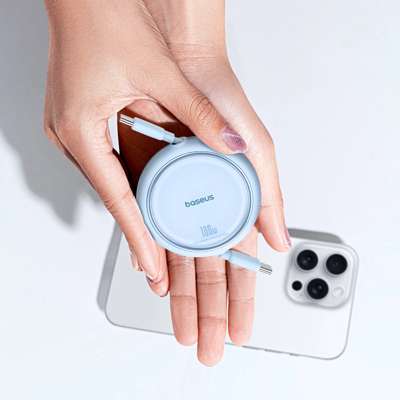 Kabllo Baseus Free2Draw Mini USB-C në USB-C, 100W, 1m, kaltër