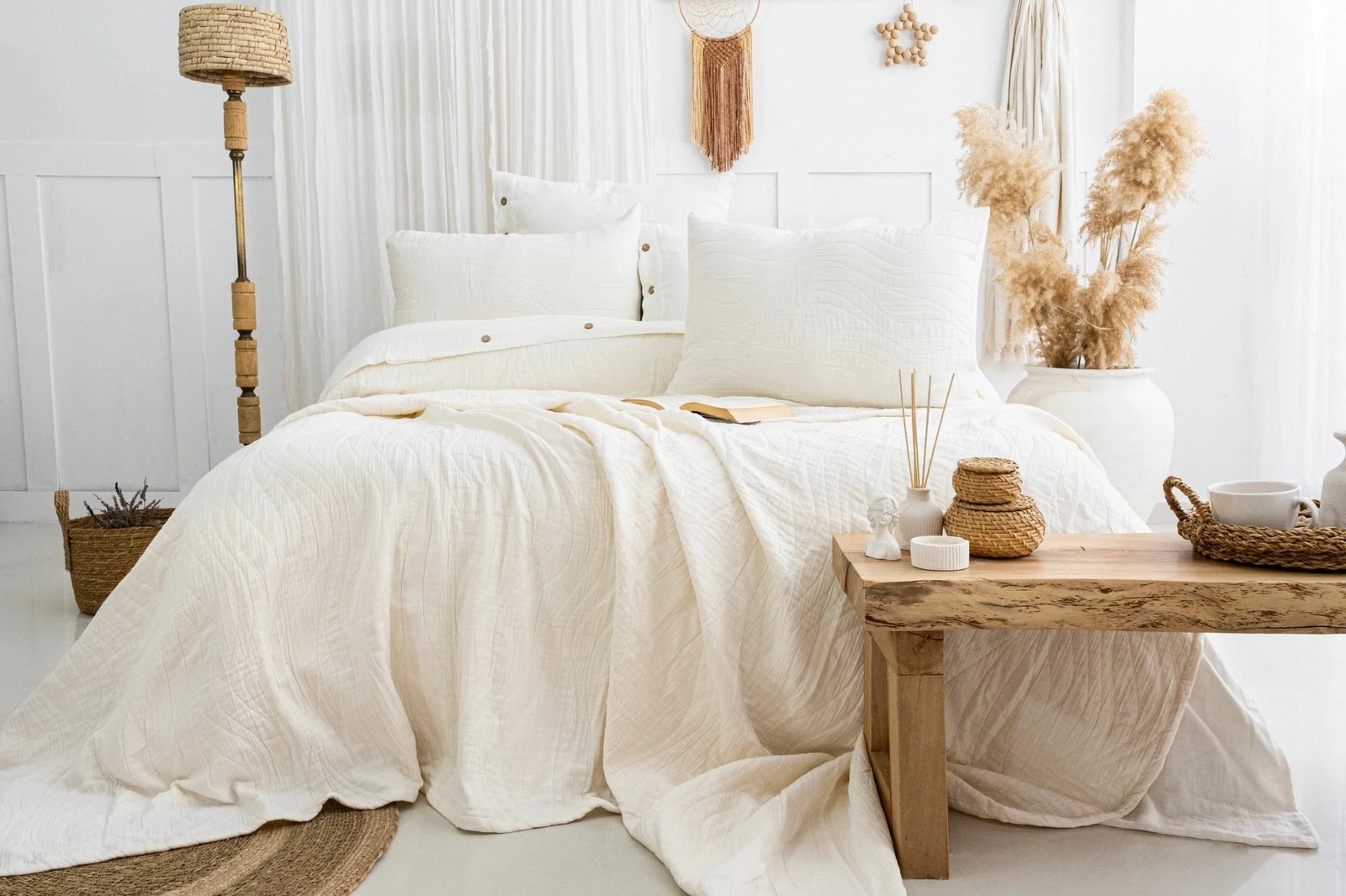 Set mbulesë krevati dopio Janna, ngjyrë krem