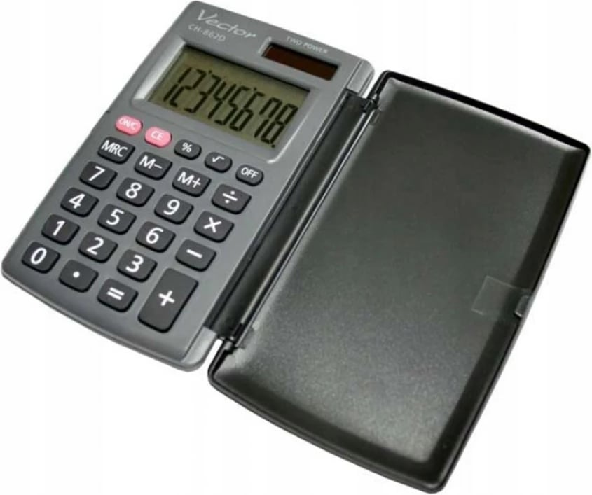 Kalkulator xhepi Vector KAV CH-862D me kapak, gri