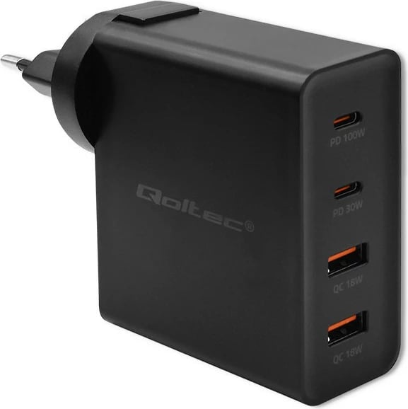Karikues muri Qoltec GaN Power Pro 52383, 130W, 2x USB-C, 2x USB, i zi