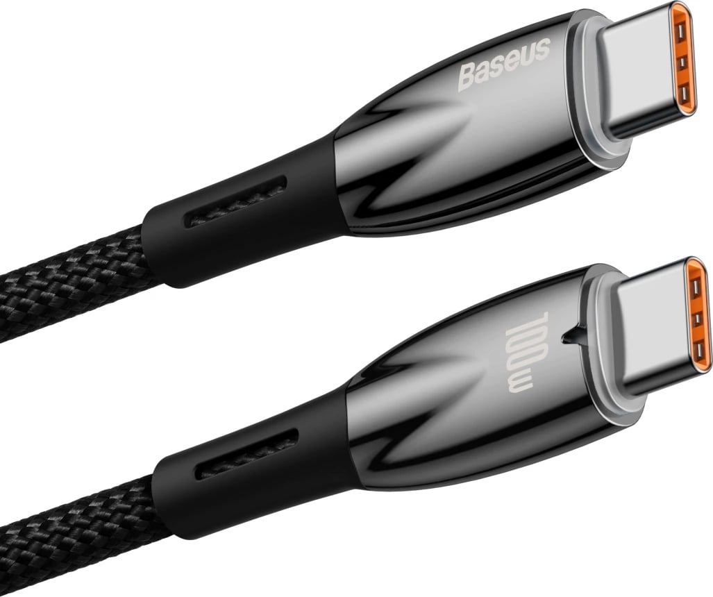 Kabllo karikimi e shpejtë Baseus Glimmer Series USB-C, 2m, 100W, 480Mbps, e zezë Kabllo karikimi e shpejtë Baseus Glimmer Series USB-C, 2m, 100W, 480Mbps, e zezë