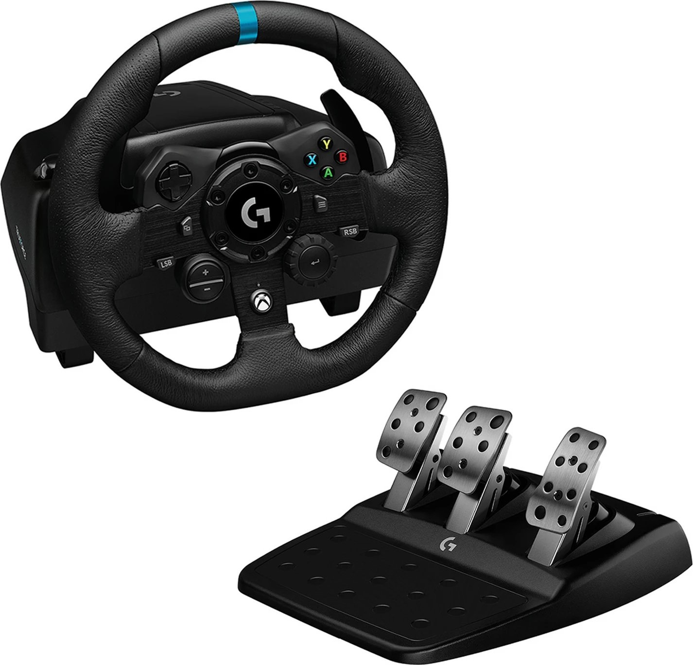 Timoni dhe Pedalet Logitech G923 për Xbox X|S, Xbox One dhe PC, 900°, I zi