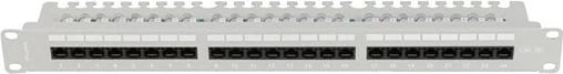 Patch panel LANBERG 24 porta 1U 19" kat.5E, ngjyrë gri me organizues kabllosh