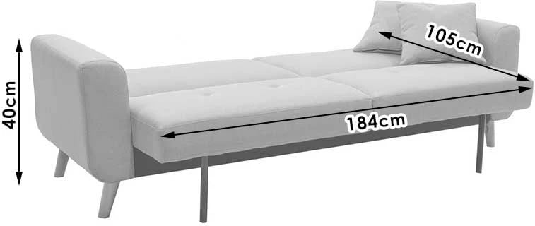 Divan 2 ulëse shtrat Carmelo, stof, bezhë-gri, 214x80x86 cm