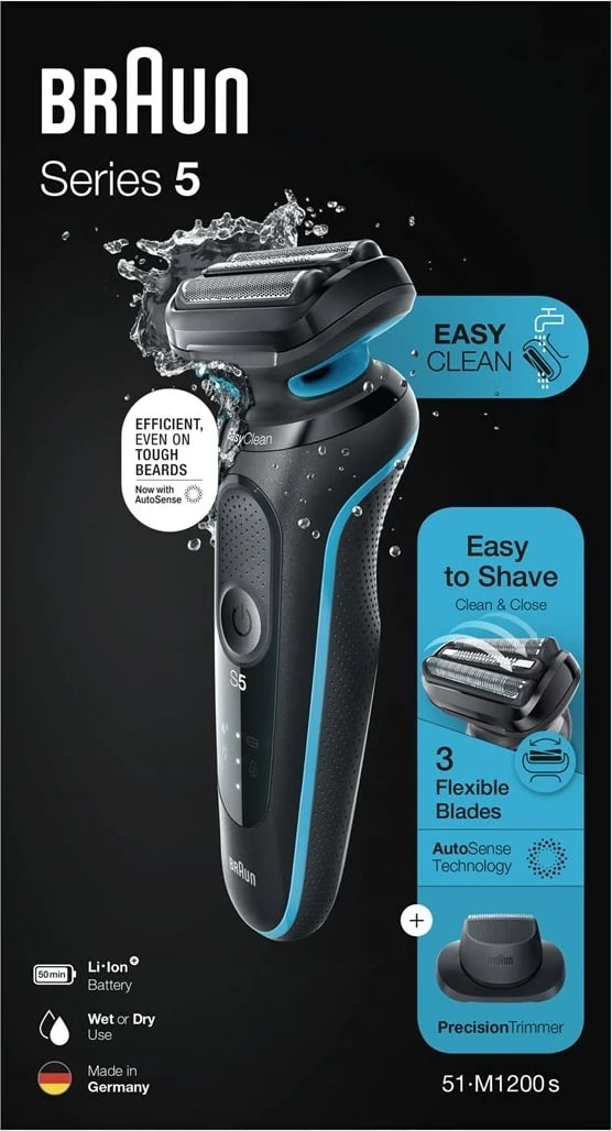 Makinë rroje Braun Series 5 51-M1200s, e zezë, blu