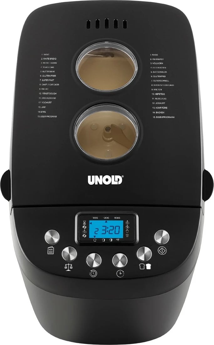 Makineri buke UNOLD Backmeister Big, 1.5 kg, 15 programe, funksion ngrohjeje, dritare shikimi, kontroll i thekrimit, 850 W, e zezë