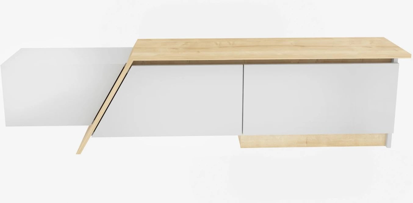 Komodë TV Skye Decor, Zonas, e bardhë dhe lis safir