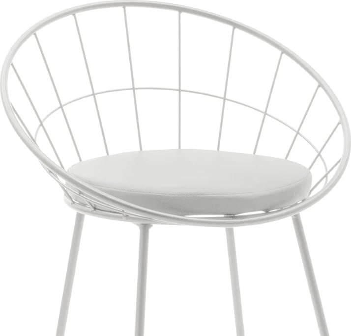 Karrige për bar, metalike, jastëk PVC, ngjyrë bardhë